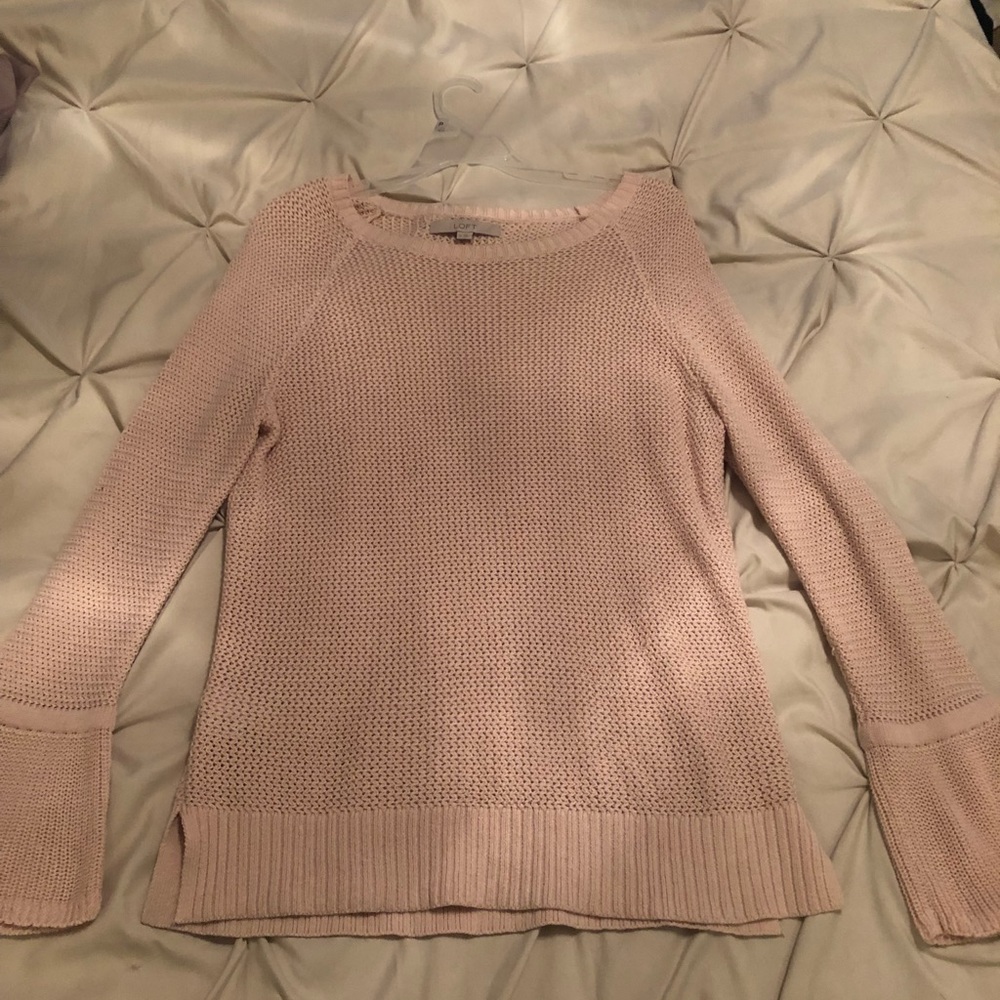 Blush pink sweater with bell sleeves